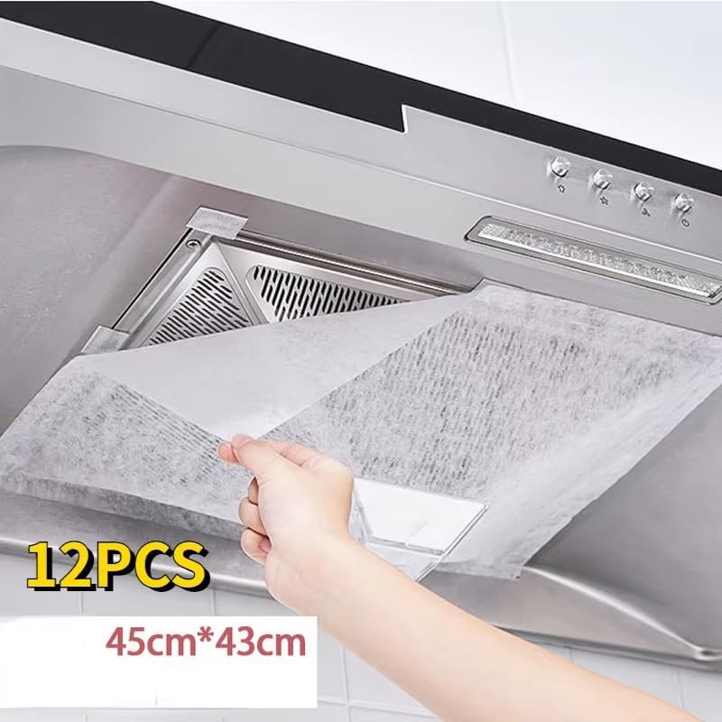 LBGWOEC 12PCS Disposable range Hood Filters Sheets,Nonwoven oil filter paper,hood filters for kitchen,Flame retardant high temperature filter fabric (43 * 45CM) - Image 2